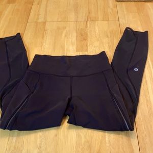 Lululemon Black Leggings with zipper pocket on back Size 6